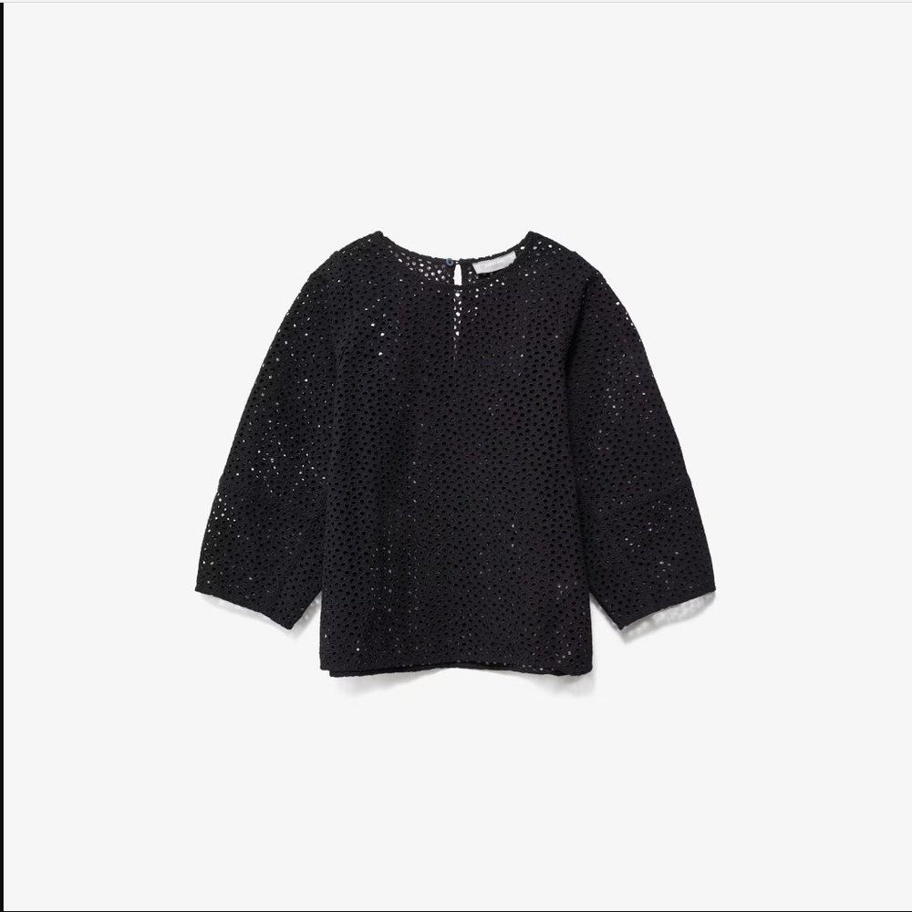 Everlane The Eyelet Lantern Top XS / Black